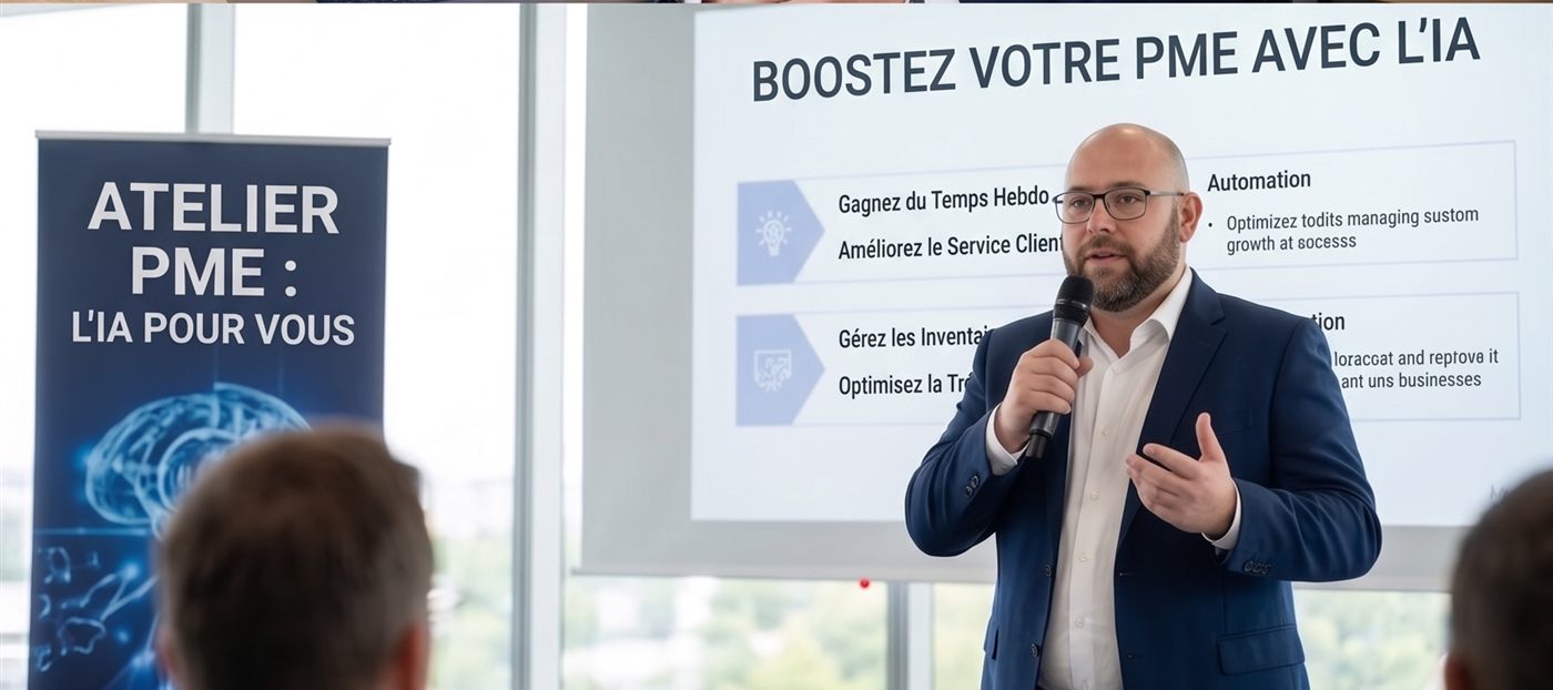 Présentation des solutions d'automatisation IA lors d'un atelier PME